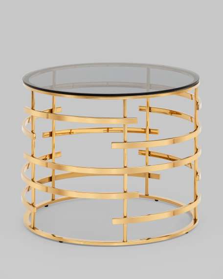 Журнальный столик Инфлюэнс 60*60 стекло smoke сталь золото