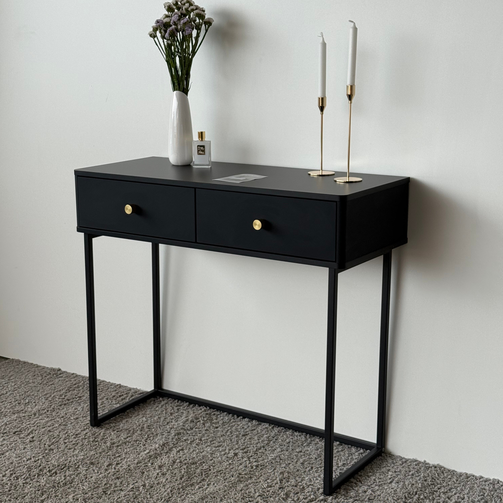 Туалетный столик консоль ROYAL 5311 эко (Черный-Черный-р.золото)