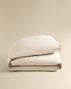 ZARA HOME ЖАККАРДОВЫЙ ПОДОДЕЯЛЬНИК (300 НИТЕЙ), ЖЕЛТОВАТО-БЕЛЫЙ