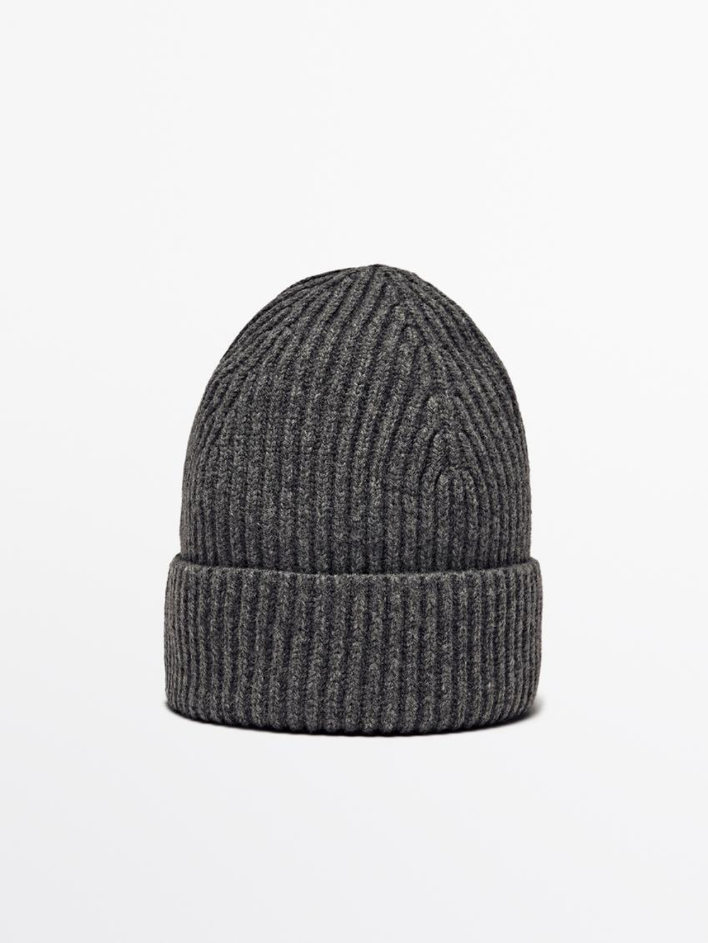 Massimo Dutti Шапка из смесовой шерсти, маренго