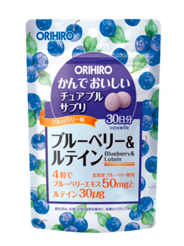 Жевательный комплекс с черникой и лютеином, ORIHIRO, курс на 30 дней
