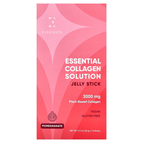 Everydaze, Essential Collagen Solution, желейные стики с коллагеном, гранат, 10 стиков по 20 г (0,7 унции)