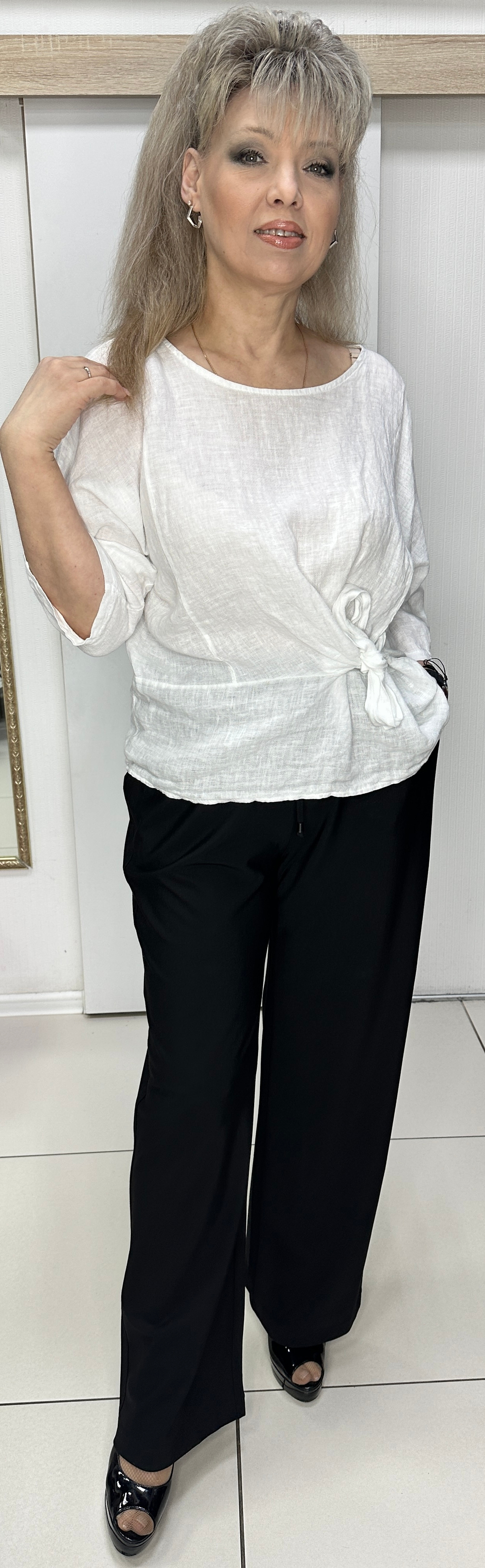 Брюки-палаццо на круговой резинке черные