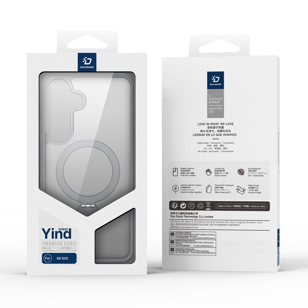 Прозрачный матовый чехол с поддержкой MagSafe для Samsung Galaxy S25, серия Yind Series Case от Dux Ducis (версия с магнитной откидной подставкой)