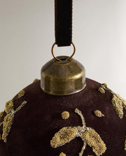 ZARA HOME НАБОР ЕЛОЧНЫХ УКРАШЕНИЙ В ФОРМЕ БАРХАТИСТОГО ШАРА С ЛИСТЬЯМИ, КОРИЧНЕВЫЙ