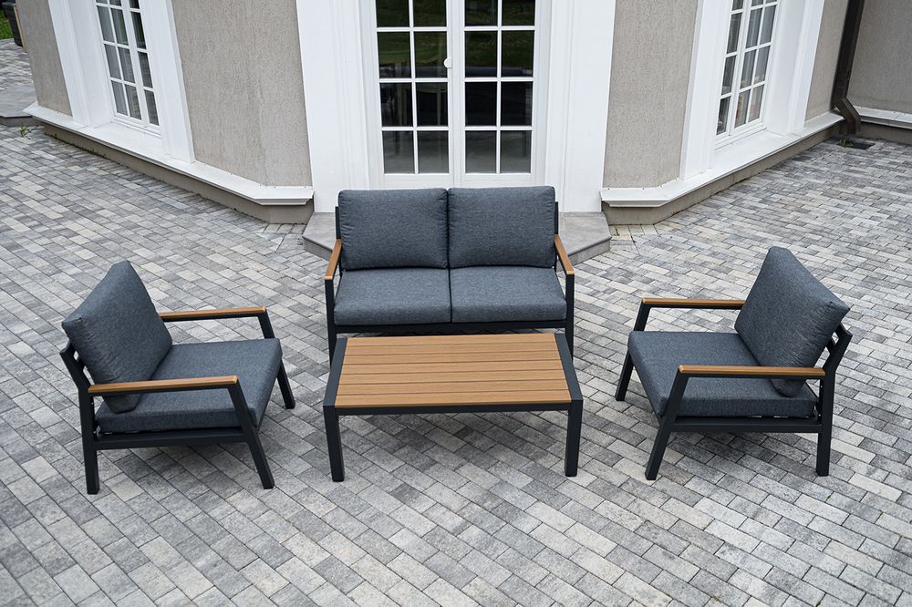 "Камелия" лаунж-зона 4-местная из алюминия, цвет темно-серый