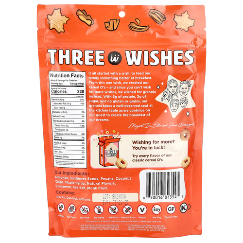 Three Wishes, Гранола без злаков, кленовый пекан, 227 г (8 унций)