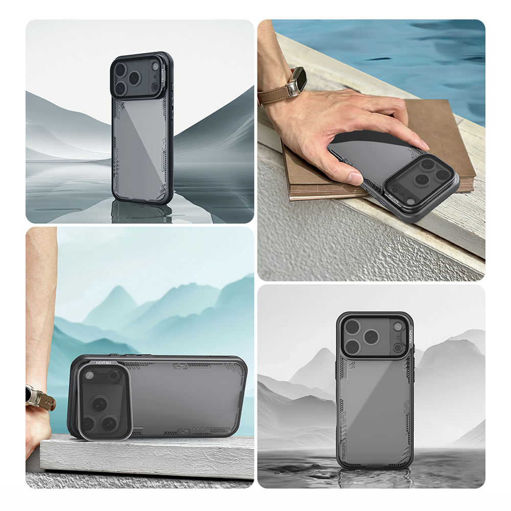 Чехол тонированный прозрачный от Nillkin на iPhone 17 Pro, серия Iceblade Prop Case (версия с прозрачной крышкой объектива)