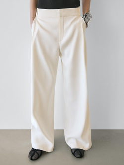 Massimo Dutti Широкие брюки с вытачками - STUDIO, кремовый