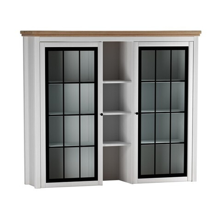 Надстройка буфета «Сканди» 2 стеклянные двери белый/антик