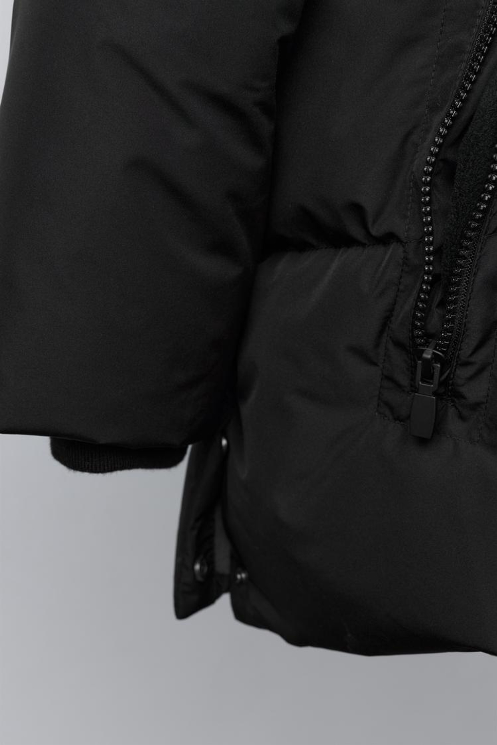 ZARA ДЛИННЫЙ ПУХОВИК ИЗ ПЕРА И ПУХА WATER REPELLENT И WIND RESISTANTT, ЧЕРНЫЙ