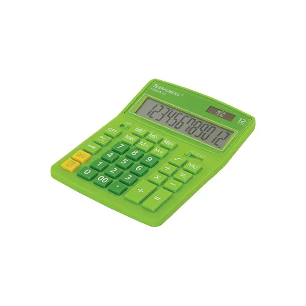 Калькулятор BRAUBERG EXTRA 12р /2 памяти/ (155*206) Зеленый, COLOR-12-DG