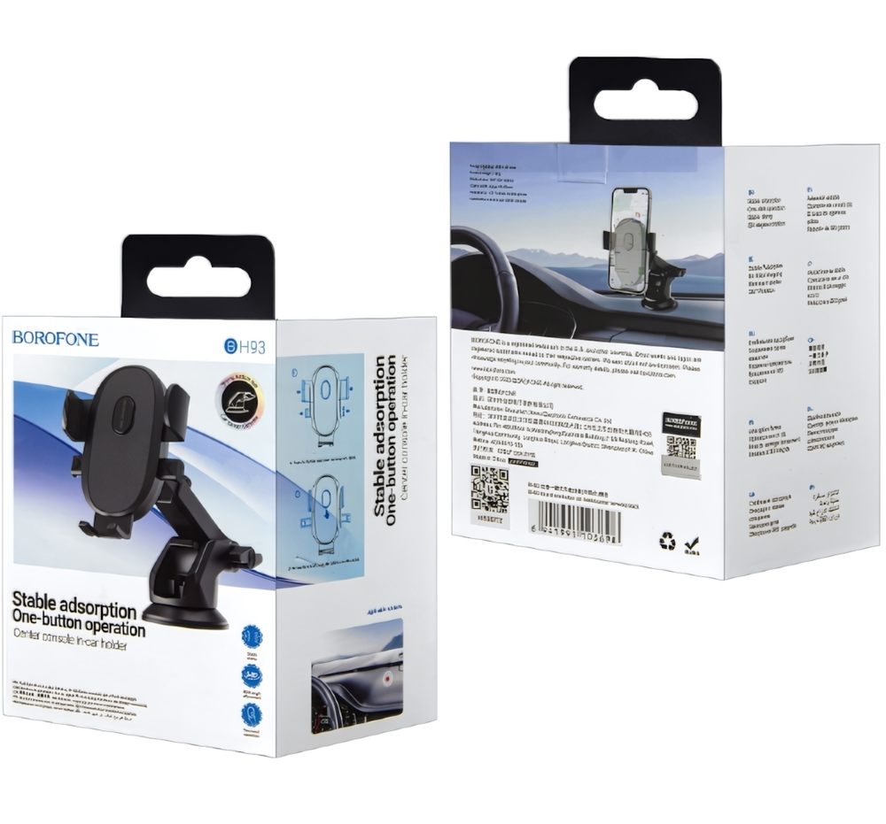Держатель автомобильный Borofone BH93 зажимной, на присоске Black