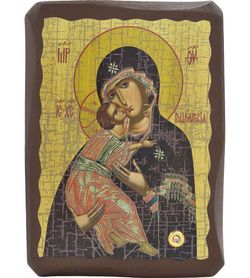 Владимирская Божья Матерь. Афонская икона под старину с мощевиком.