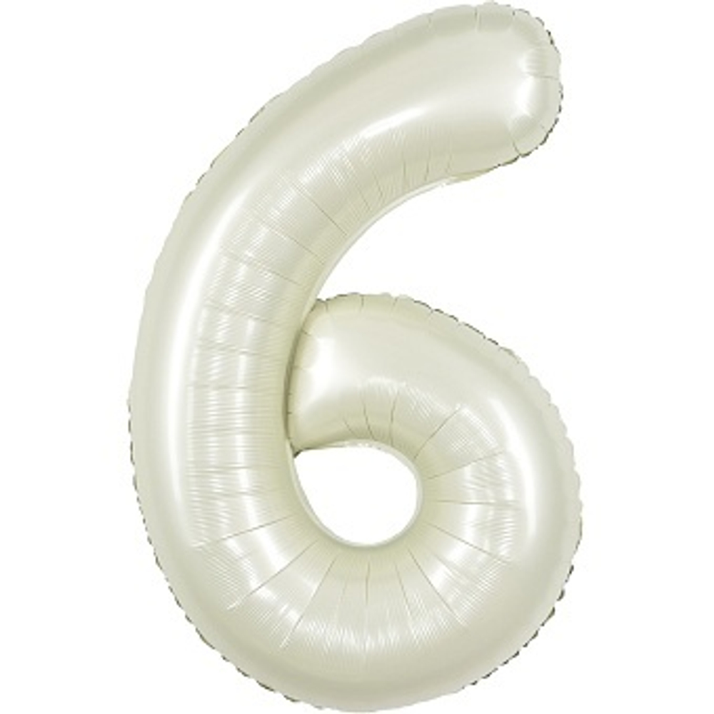 К Цифра 6 Белый песок Сатин (40''/102 см)