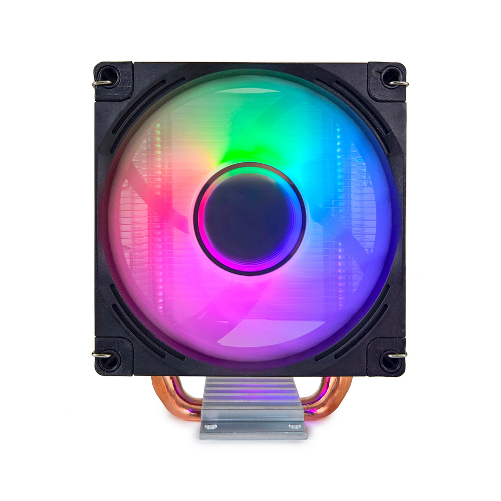 Кулер для CPU BaseTech 902SCR, 1х92мм, 700-2400rpm, 4-pin, Al+Cu, серебристый-черный-белый/FRGB, 44CFM, 23дБ, 2-PIPE(прямой контакт), TDP 110Вт, INTEL 1700/1200/115x/2011, AMD AM5/AM4/AM3(+)/AM2(+)/FM2(+) (BT-902SCR)