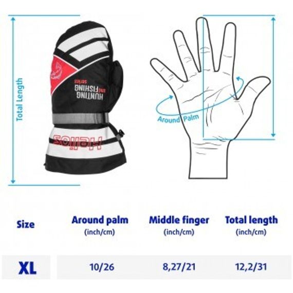 Рукавицы Helios Профессионал черный/красный, размер XL