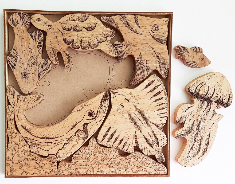 Деревянный пазл Рыбы