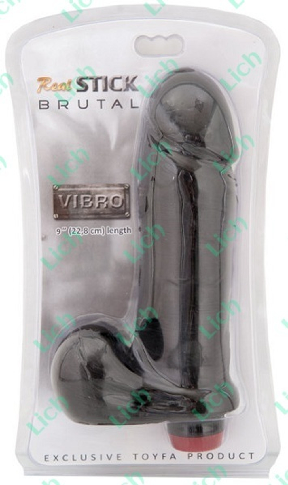 Чёрный вибратор с мошонкой, 22,8 см