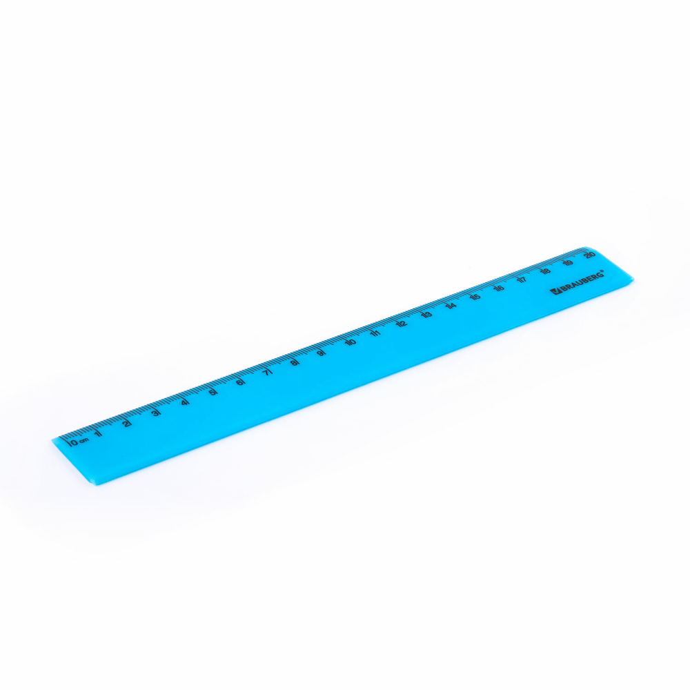Линейка пластиковая 20 см BRAUBERG "NEON", непрозрачная, ассорти, 210773