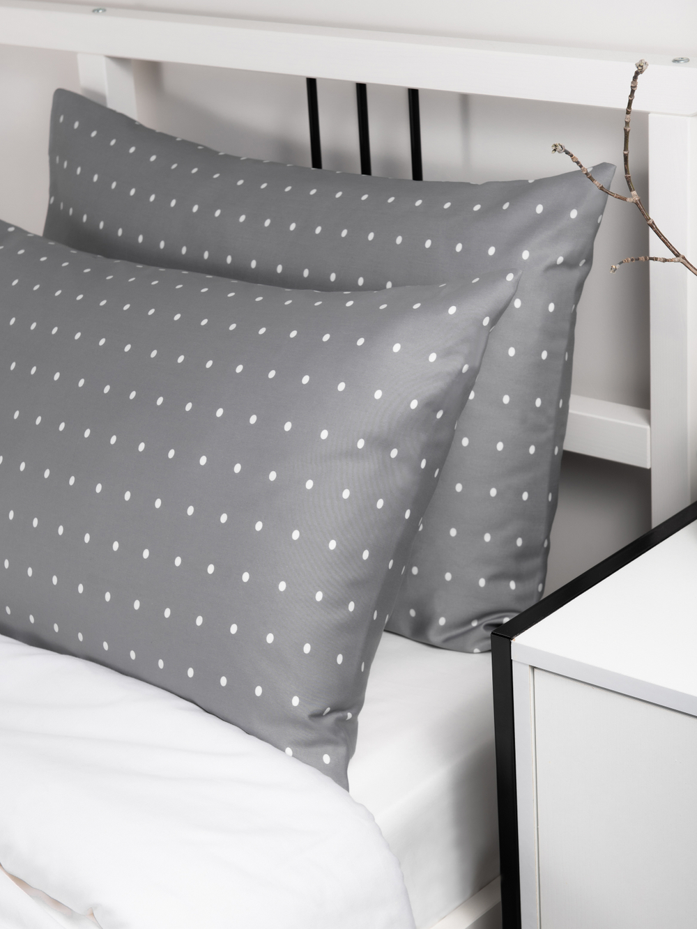 UTOPIA 2 Наволочки, сатин серый в точку
