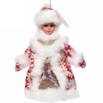 Снегурочка 35 см (без музыки) с отделением под конфеты/подарок, красная шуба