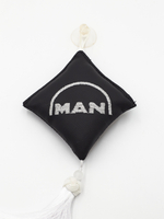 Ромб объемный на присоске MAN (экокожа, черный, белая вышивка, кисть)
