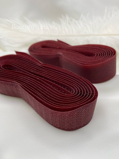 Лента липучка бордовая 2 метра, ширина 20 мм