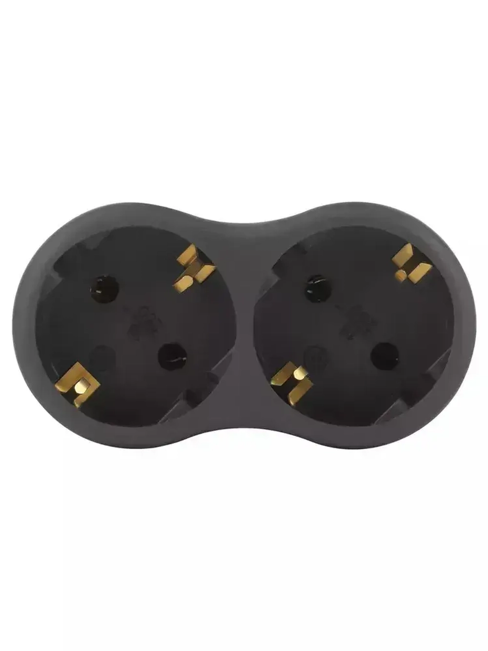 Двойник для розетки электрический ЭРА SPx-2e-B с заземлением, 16А, черный / Разветвитель электрический 2 розетки, тройник