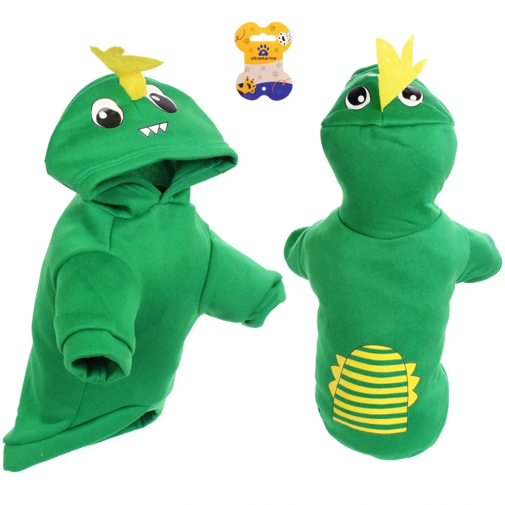 Кофта - толстовка с капюшоном для собак мелких пород «МОДНЫЙ БРО», динозаврик, размер М (44*30*26см) Ultramarine