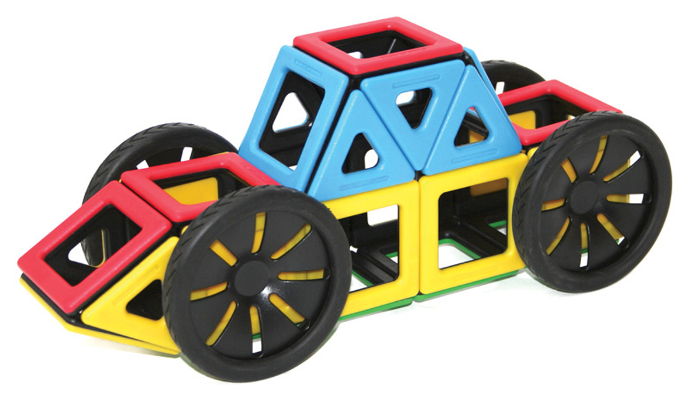 Набор Полидрон Магнитный "Конструируем транспорт" с дополнительным комплектом колес Расширенный