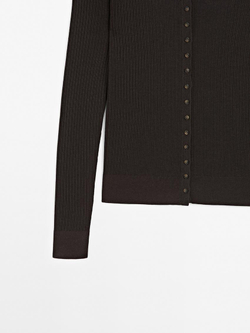 Massimo Dutti Трикотажный кардиган , шоколадно-коричневый