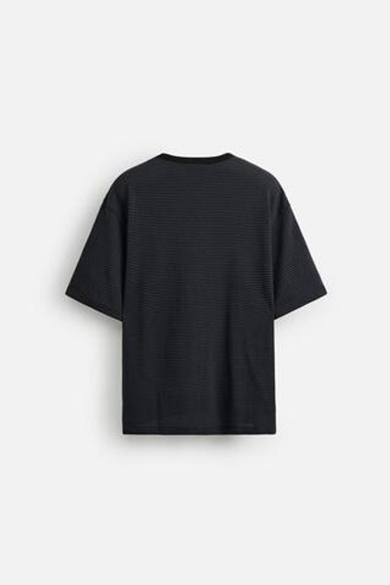 ZARA ЖАККАРДОВАЯ ФУТБОЛКА В ПОЛОСКУ, СИНИЙ/ЧЕРНЫЙ