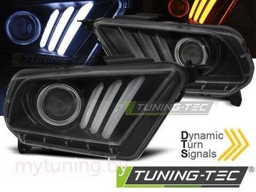 Передние фары tube light black для Ford Mustang V