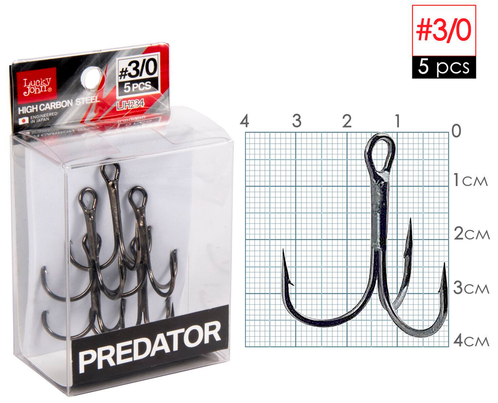 Крючки-тройники LUCKY JOHN Predator LJH234 №3/0, 5 шт