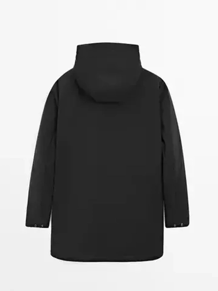 Massimo Dutti Непромокаемая парка из смесового пуха, темно-синий