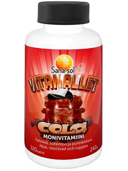 Пищевая добавка для детей Sana-sol Vitanallet 120 шт/240 г, жевательные мишки со вкусом колы, детский Санасол