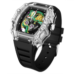 T118 Quartz Movement Silicone Strap Watch Men"s Watches Black Dial