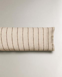 ZARA HOME НАВОЛОЧКА ИЗ ХЛОПКА И ЛЬНА В ПОЛОСКУ, СВЕТЛО-БЕЖЕВЫЙ
