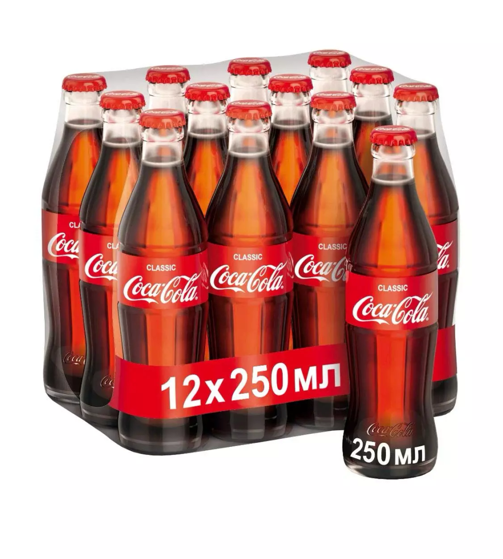 Газированный напиток Coca-Cola Classic, стекло, 0.25 л.12шт. в упаковке.Иран.