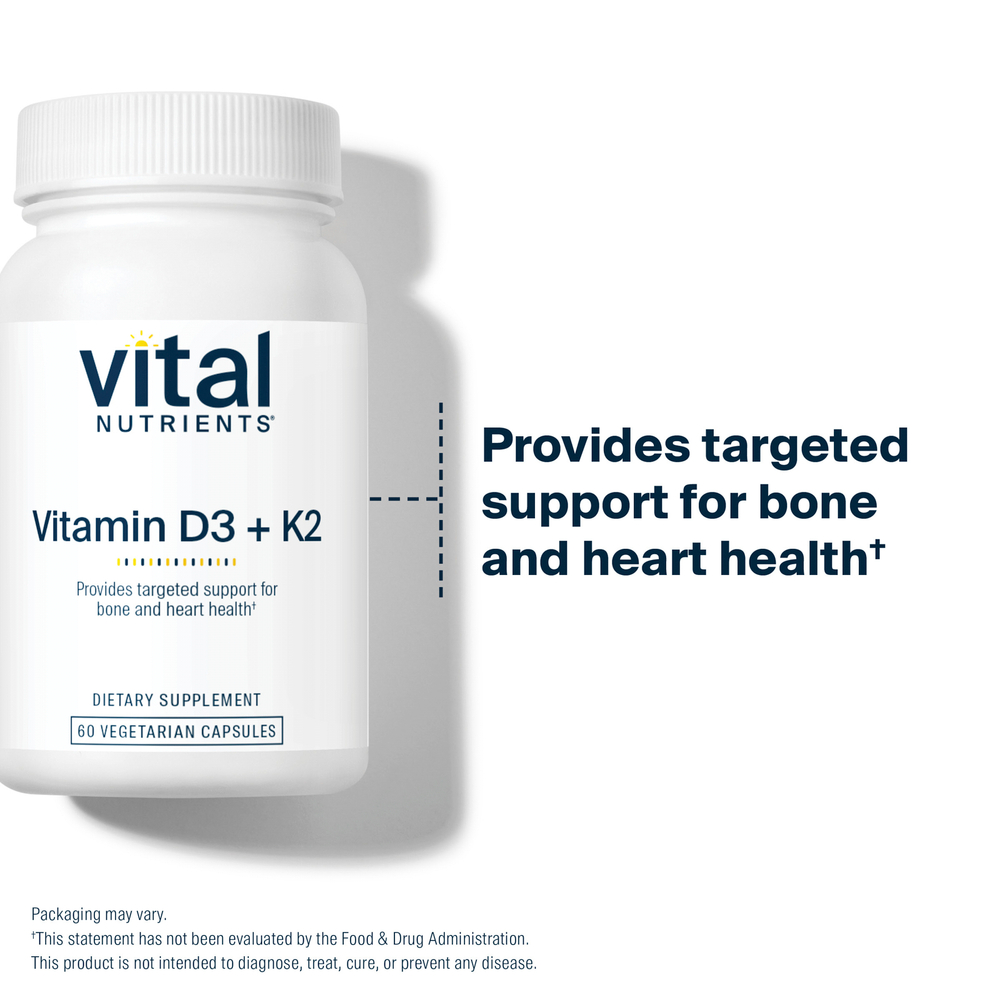 Vital Nutrients, K2-7 + D3, 60 вегетарианских капсул
