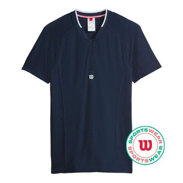Мужское теннисное поло Wilson Players Seamless Zip Henley 2.0 - классический темно-синий