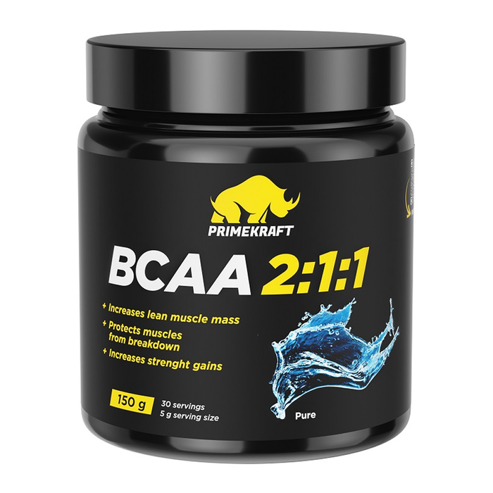 Аминокислотный комплекс БЦАА 2:1:1 без вкуса, ВСАА 2:1:1 Pure, Prime Kraft, 150 гр