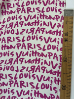 Шелк твил Louis Vuitton Paris белый с сиреневым лого