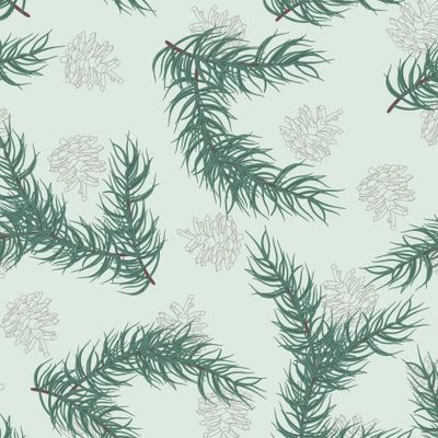 Еловые ветки и шишки