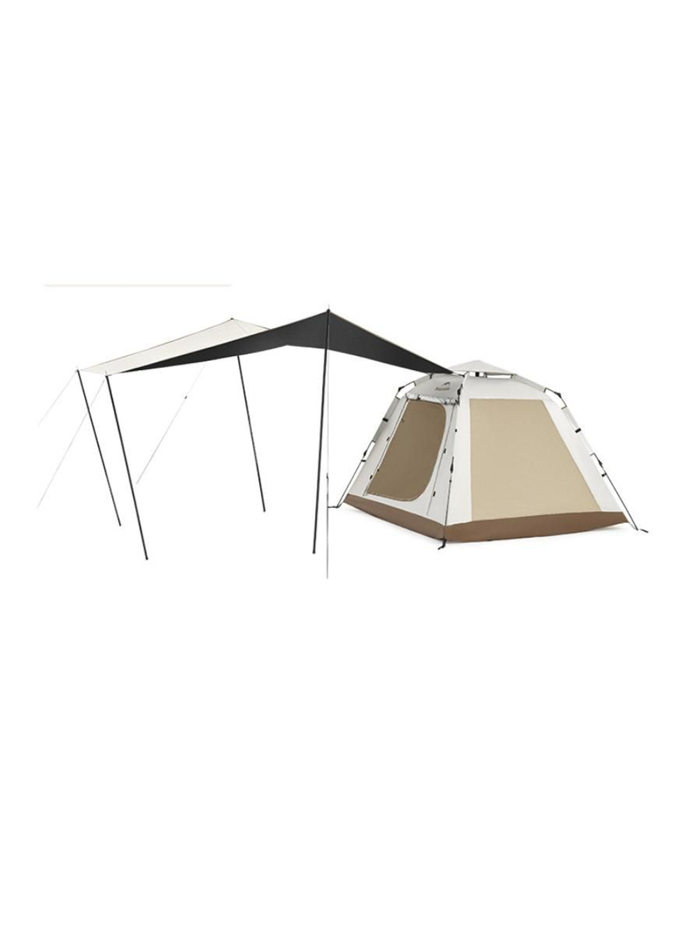 Палатка Naturehike Ango Picnic CNK2450WS021 трёхместная c навесом бежевая c черным