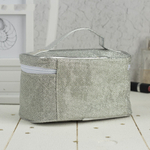 3722677 Косметичка-сундучок, отдел на молнии, зеркало, цвет серебро