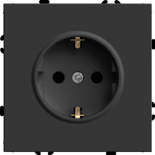 Розетка 1-местная с защитной шторкой с/з (механизм), STEKKER, 250В, 16А, серия Эмили, RST16-5110-05, черный уголь, soft touch 49854