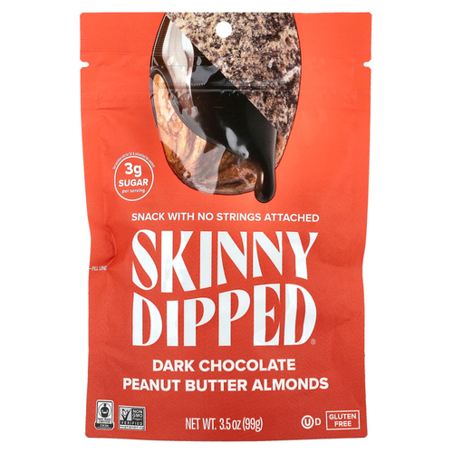 SkinnyDipped, Темный шоколад с арахисовой пастой и миндалем, 99 г (3,5 унции)