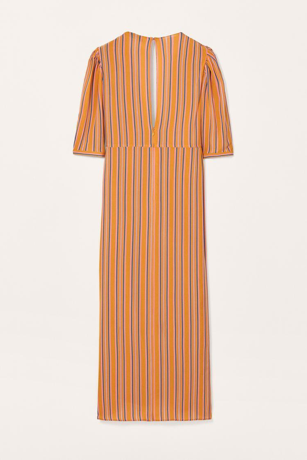 ZARA ПЛАТЬЕ МИДИ В ПОЛОСКУ С ВЫРЕЗОМ- LIMITED EDITION, ОРАНЖЕВЫЙ